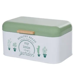 Boîte à pain My little garden alu bambou blanche et verte