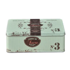 Boîte à sucre en métal design vintage romantique vert d'eau