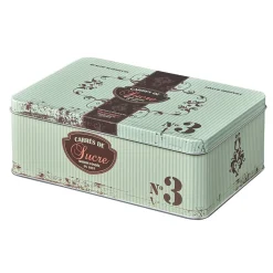 Boîte à sucre en métal design vintage romantique vert d'eau