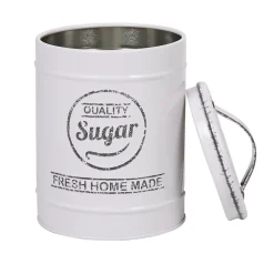 Boîte à sucre métal blanc cassé