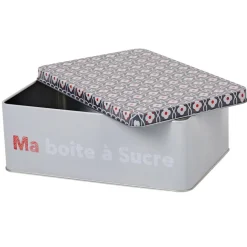 Boîte à sucre rectangulaire grise design carreaux de ciment