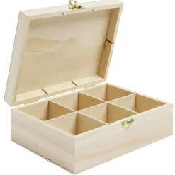 Boîte à thé en bois à personnaliser 20xH7x15cm
