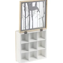 Boîte à thé en bois déco nature cerf blanc