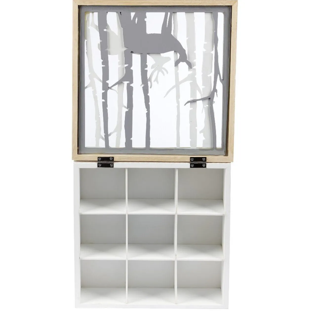 Boîte à thé en bois déco nature cerf blanc