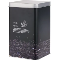 Boîte à thé en métal noir design Tea - 10,7x10,7xH.17,5cm