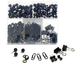 Boîte accessoires de bureau trombones, pinces et punaises