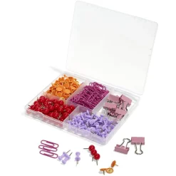 Boîte accessoires de bureau trombones, pinces et punaises