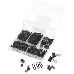 Boîte accessoires de bureau trombones, pinces et punaises