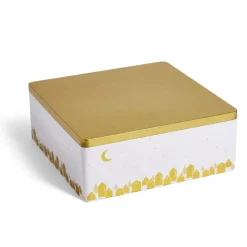 Boîte alimentaire carré en fer décor doré 26x26xH10cm