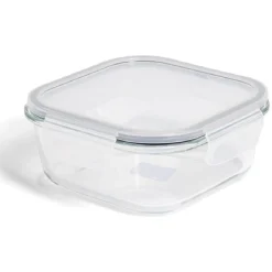 Boîte alimentaire carrée en verre avec couvercle étanche à clips 800ml