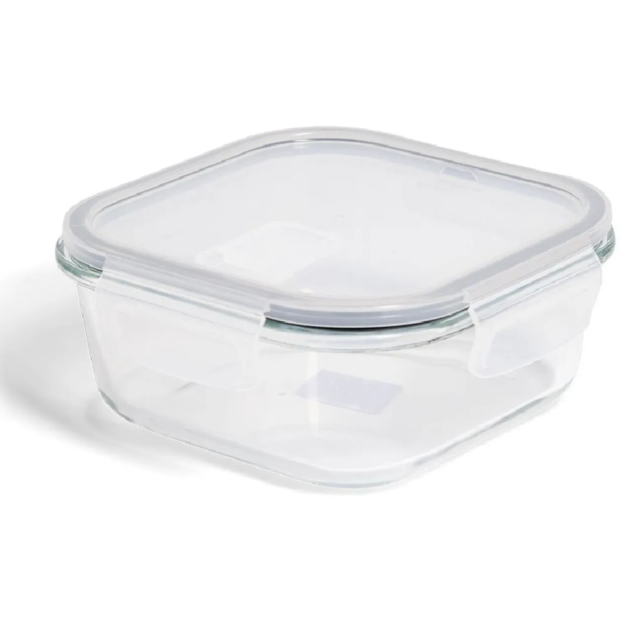 Boîte alimentaire carrée en verre avec couvercle étanche à clips 800ml