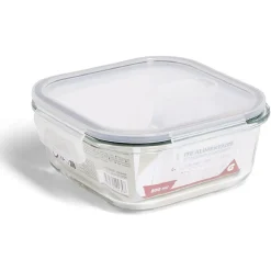 Boîte alimentaire carrée en verre avec couvercle étanche à clips 800ml