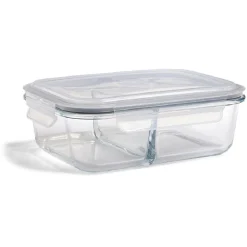 Boîte alimentaire compartimentée en verre couvercle plastique 1,5L