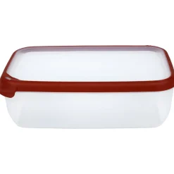 Boîte alimentaire hermétique rectangulaire transparente et rouge 4 L