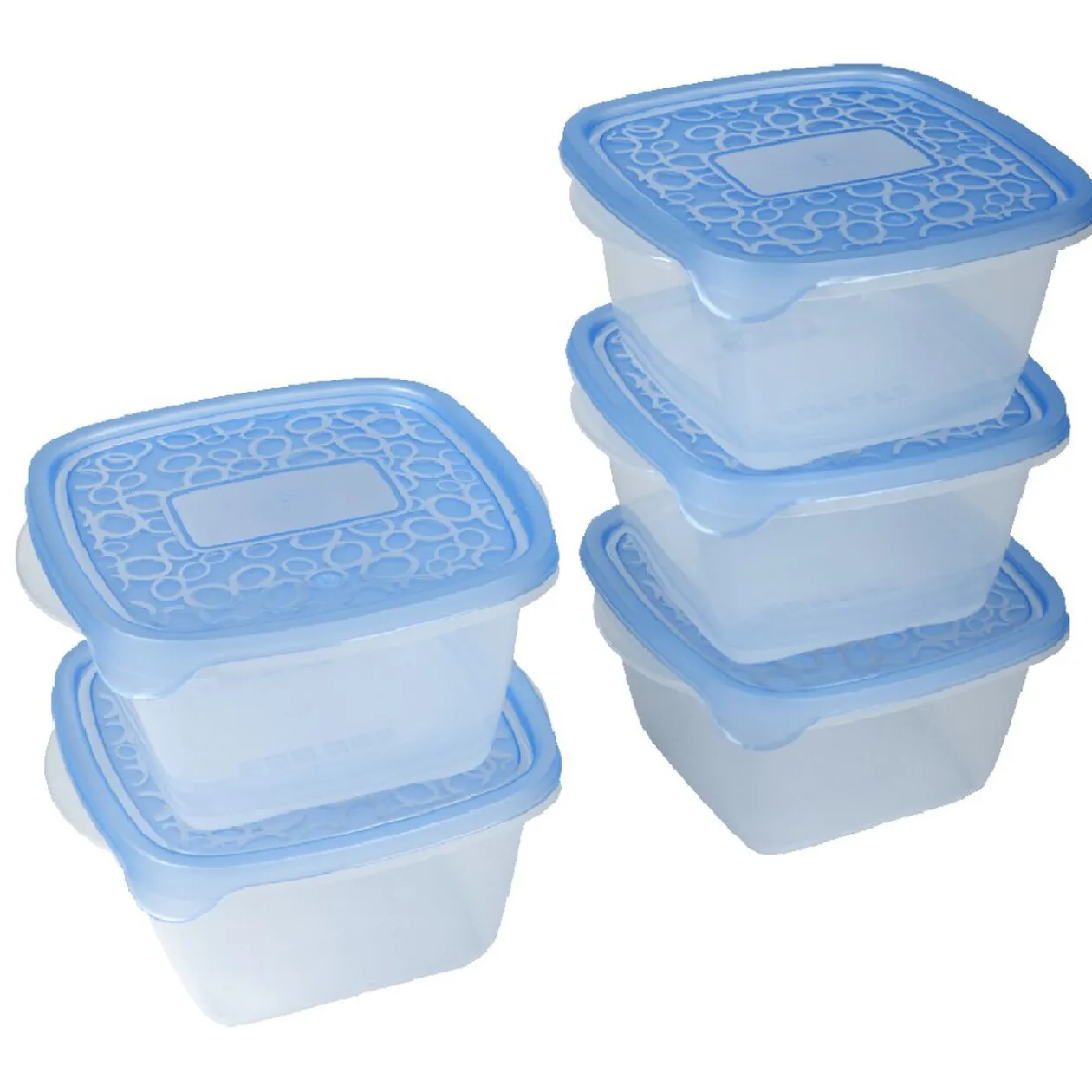 Boîte alimentaire Take away 1.1 L transparente et bleue x5