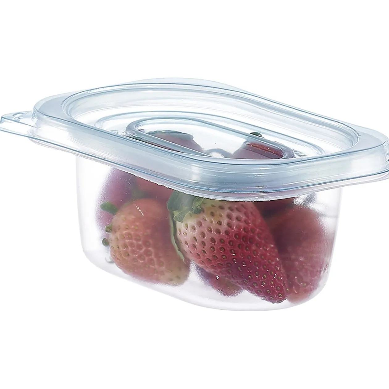 Boîte alimentaire transparente couvercle bleu x18