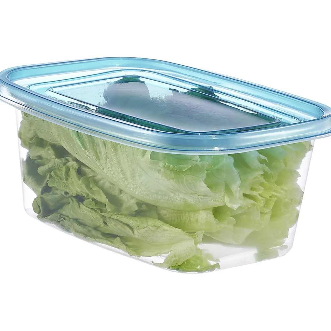 Boîte alimentaire transparente couvercle bleu x18