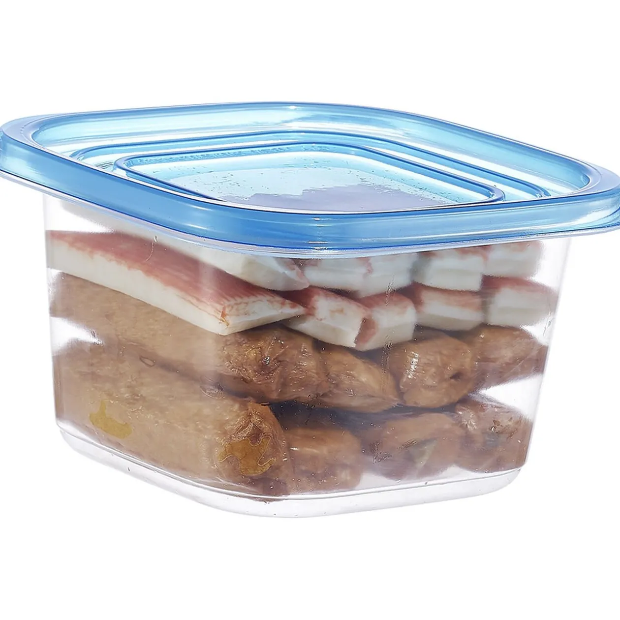 Boîte alimentaire transparente couvercle bleu x18