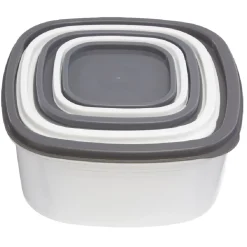 Boîte alimentaire transparente couvercle gris et blanc x5