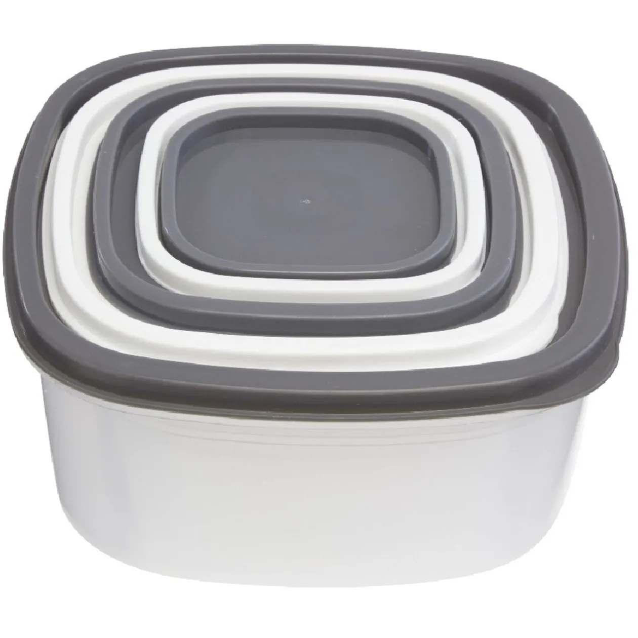 Boîte alimentaire transparente couvercle gris et blanc x5