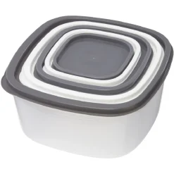 Boîte alimentaire transparente couvercle gris et blanc x5