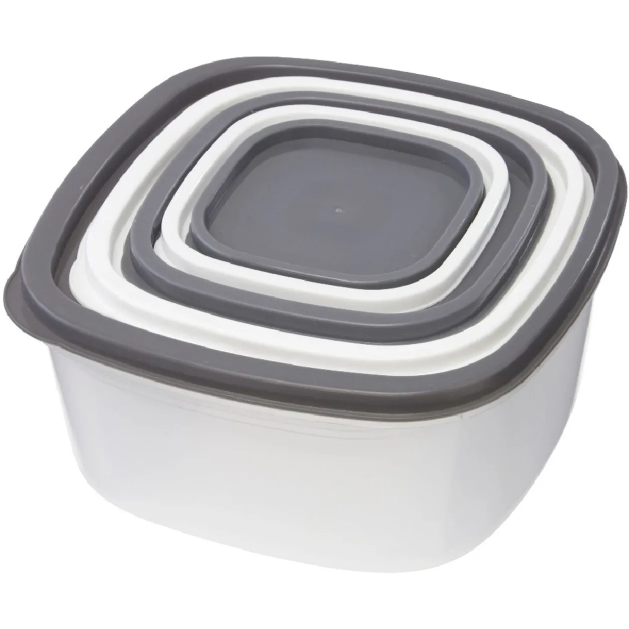 Boîte alimentaire transparente couvercle gris et blanc x5