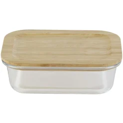 Boîte alimentaire verre avec couvercle bambou
