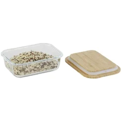 Boîte alimentaire verre avec couvercle bambou