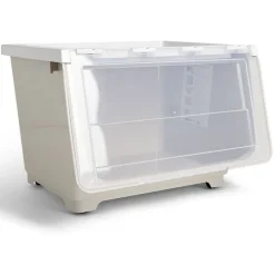 Boîte avec couvercle 45L beige 43xH30,5x39cm