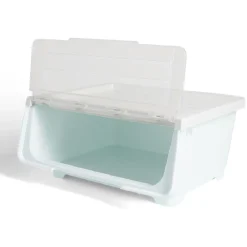 Boîte avec couvercle 29L bleu 43xH21x37cm