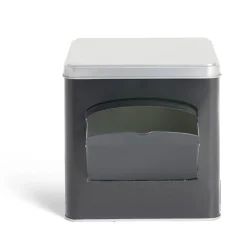 Boîte conservation avec ouverture métal noir et gris 14,5x14,5x14,5cm