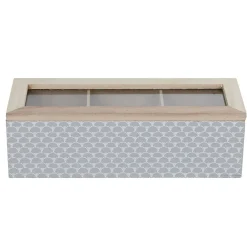 Boîte déco 3 compartiments à fenêtre gris blanc