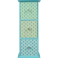 Boîte déco 3 tiroirs bleu paon
