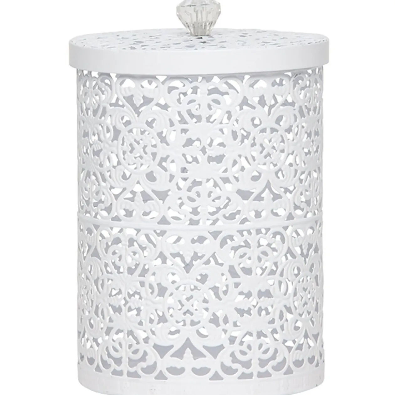 Boîte déco design métal blanc Muranu romantique dentelle