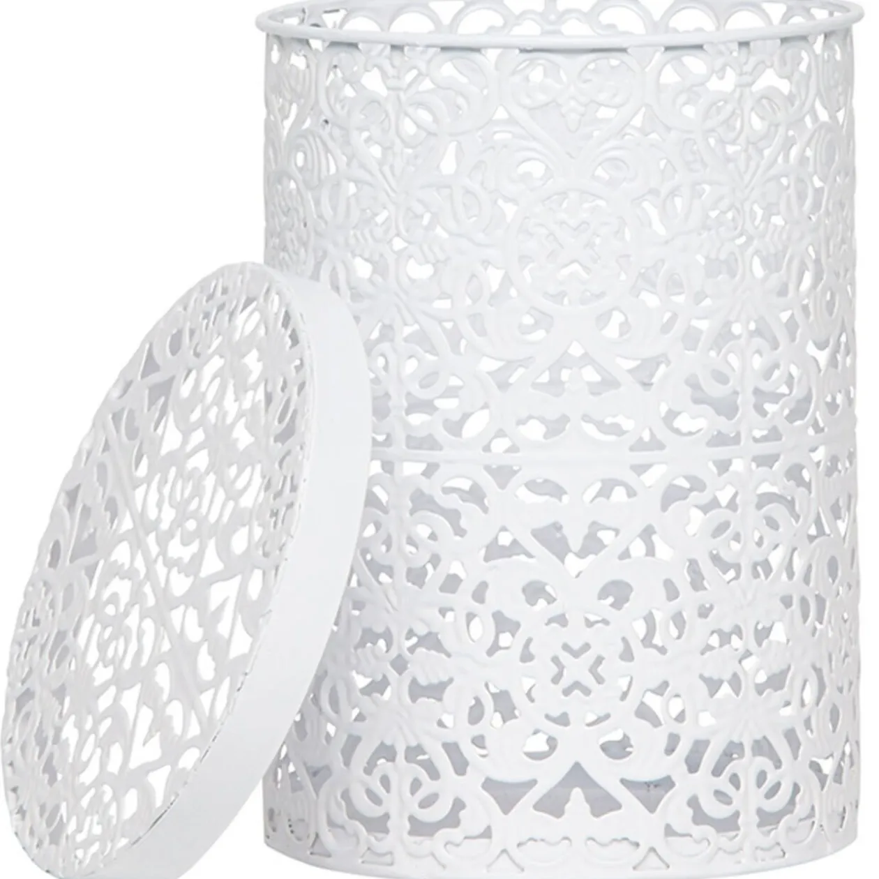 Boîte déco design métal blanc Muranu romantique dentelle