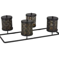 Boîte déco noire dorée x4 sur support