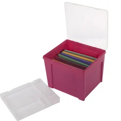 Boîte de classement en plastique 8 dossiers rose