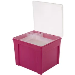 Boîte de classement en plastique 8 dossiers rose