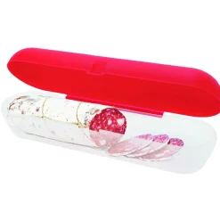 Boîte de conservation alimentaire cylindre rouge transparent