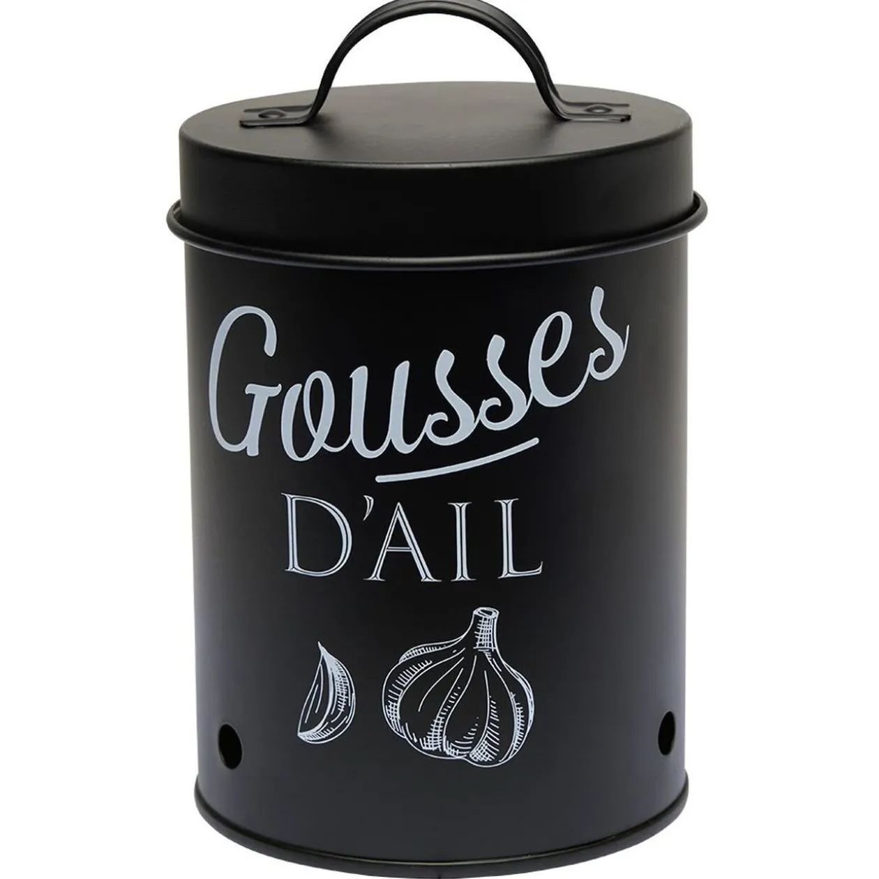 Boîte de conservation métal noir pour ail