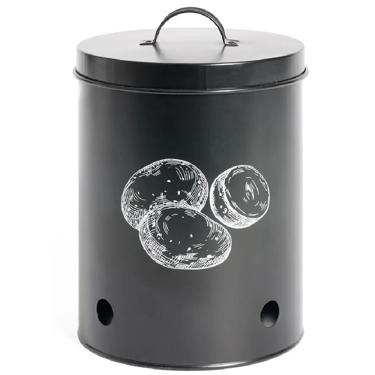 Boîte de conservation pour pommes de terre en métal noir