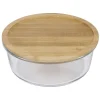 Boîte de conservation ronde en verre avec couvercle en bambou 1,2L