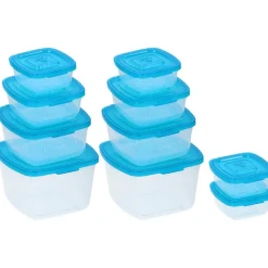 Boîte de conservation transparente couvercle bleu x10