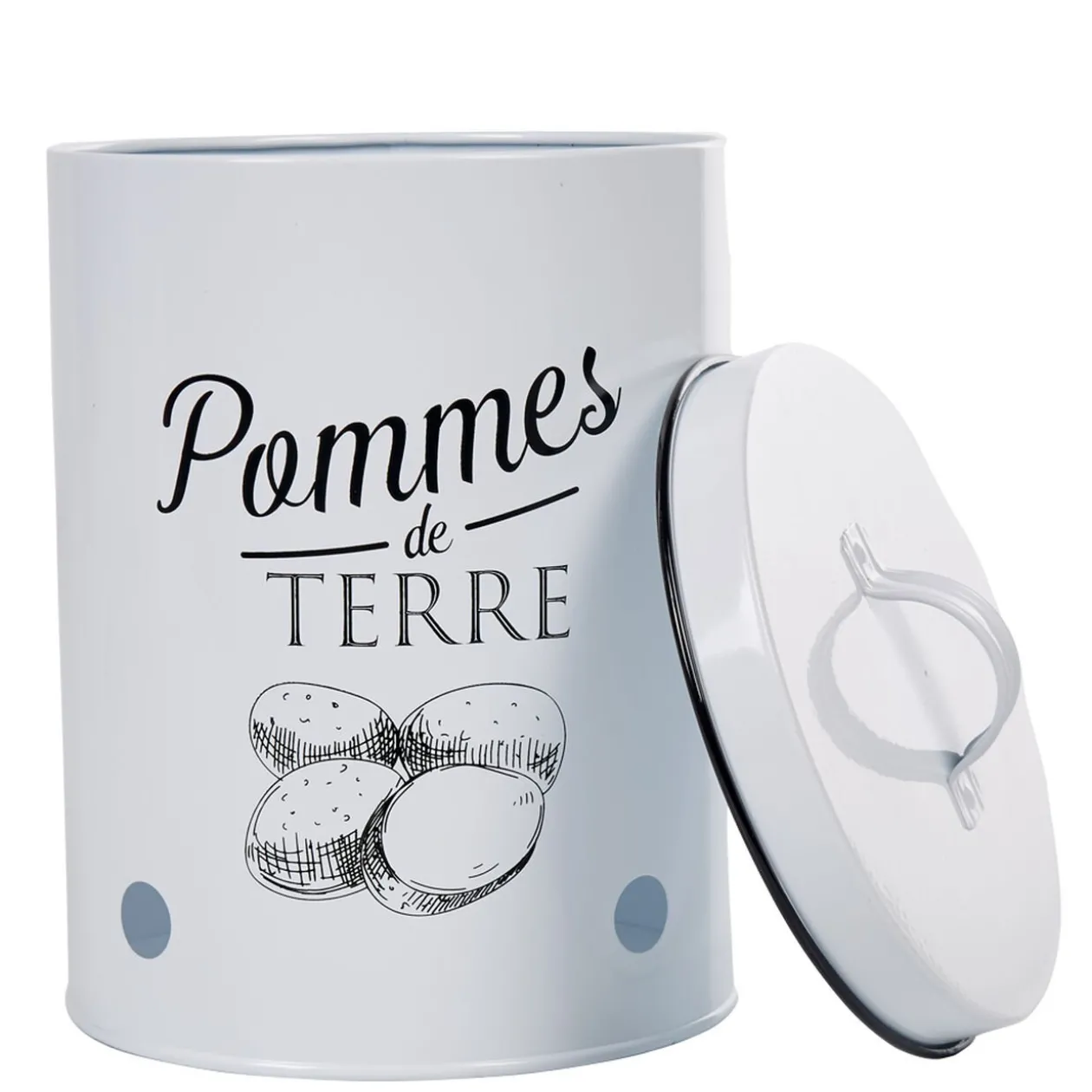 Boîte de conservation vintage en métal pour pommes de terre