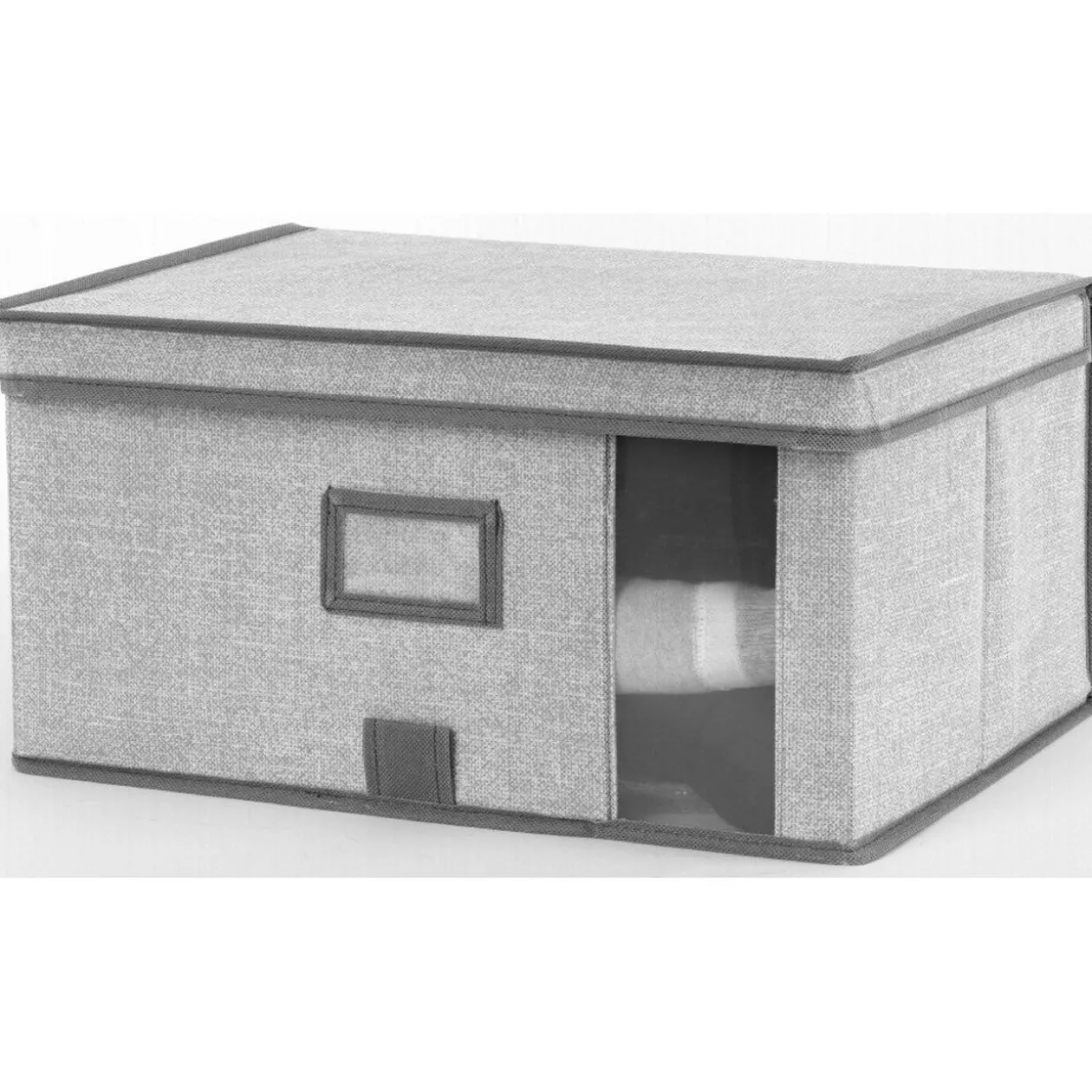 Boîte de rangement à fenêtre grise L