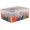 Boîte de rangement 10 L motif crayon