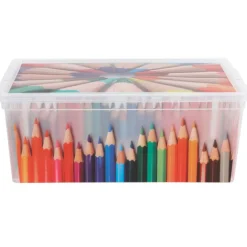 Boîte de rangement 10 L motif crayon