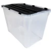 Boîte de rangement avec couvercle noir 60 L