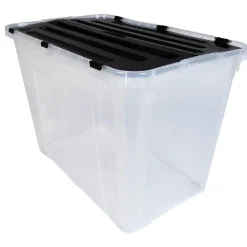 Boîte de rangement avec couvercle noir 60 L