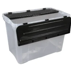 Boîte de rangement avec couvercle noir 60 L